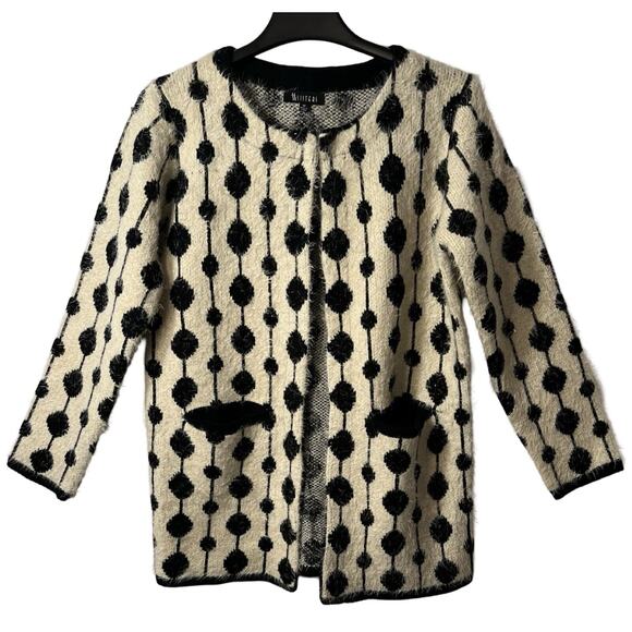 Anthropologie Sweater Womens Size M Black White ii Sisters Cardigan Clasp Close - Picture 1 of 12